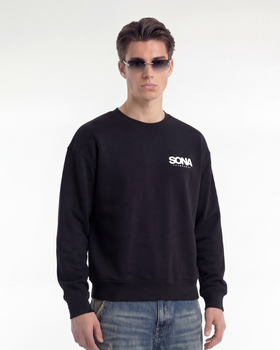 Sweatshirt med logo, herre - sort