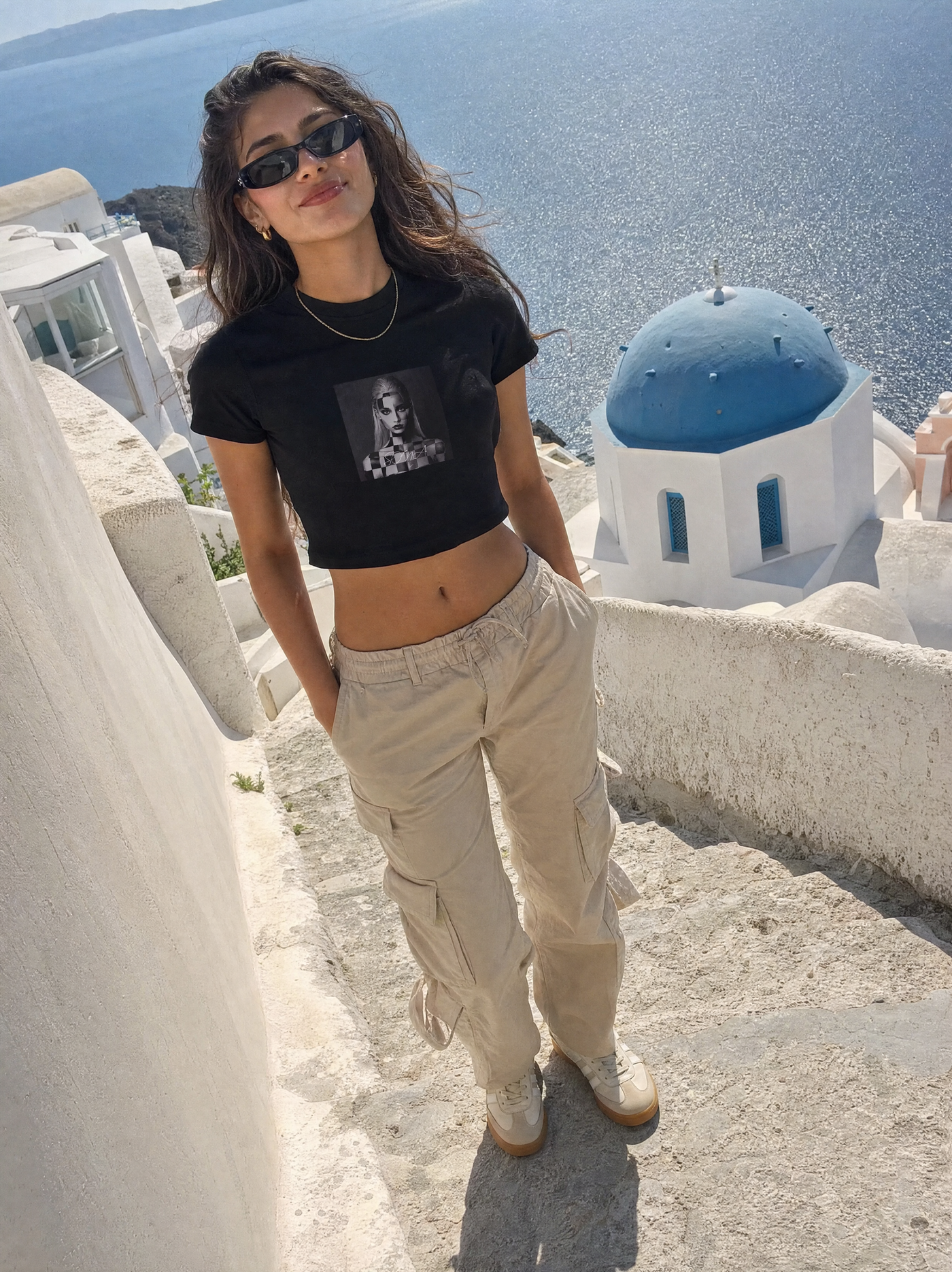 WOMENS NICOLE PRINT CROPTOP
