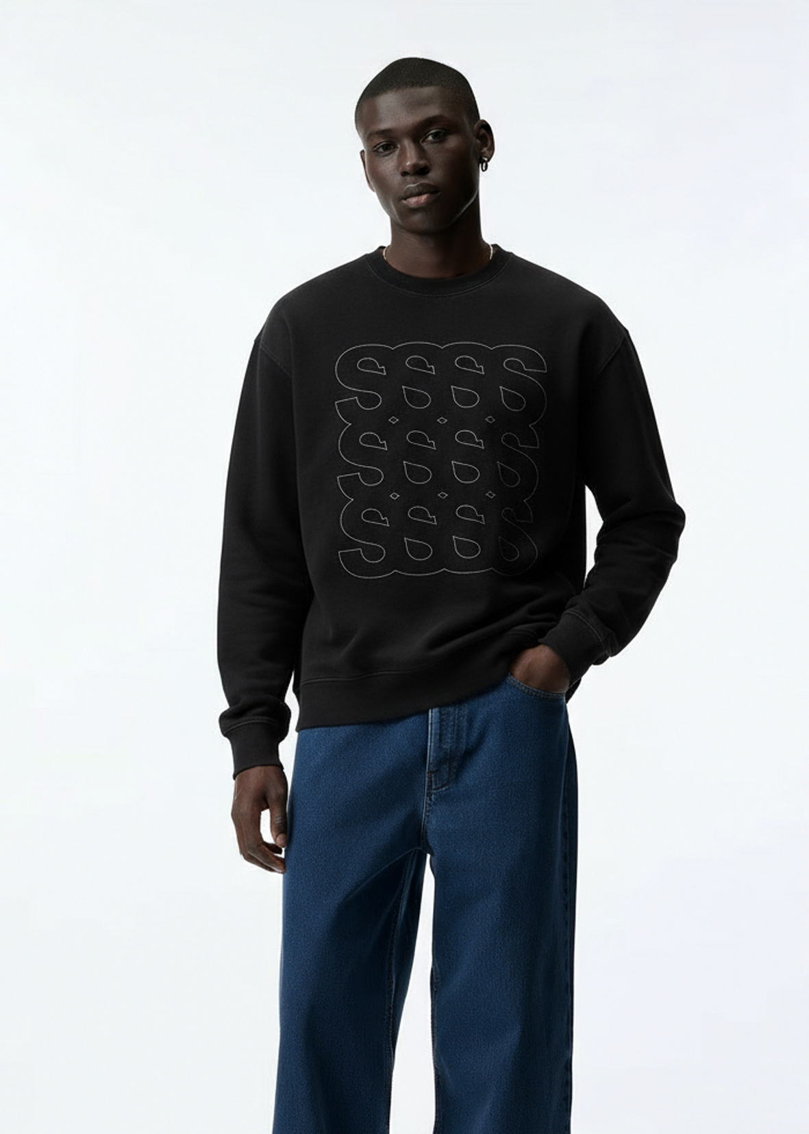 Sweatshirt Boxprint, Men - Black, Front