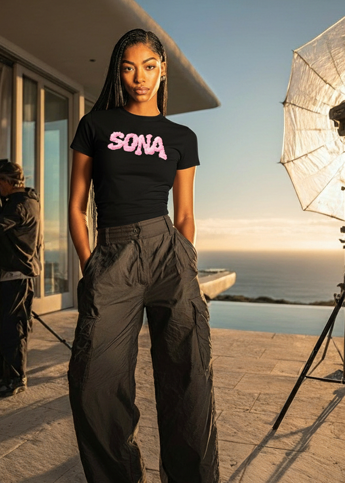 Women T-shirt Pink Diamond - Black