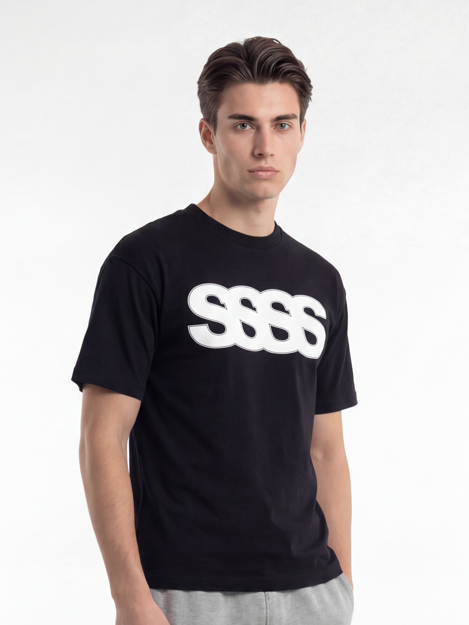 Slim Fit T-shirt SSSS, Herre - Sort