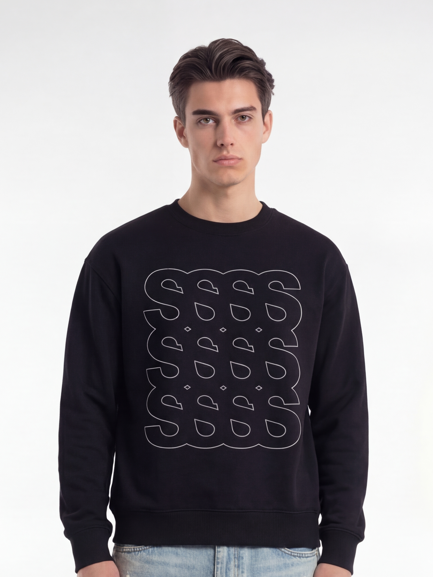 Sweatshirt Boxprint, Herrer - Sort