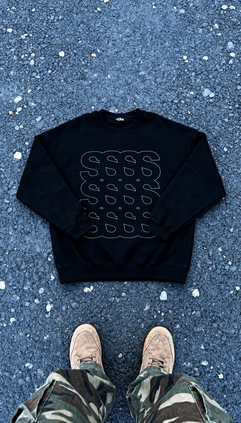 Sweatshirt Boxprint, Men - Black